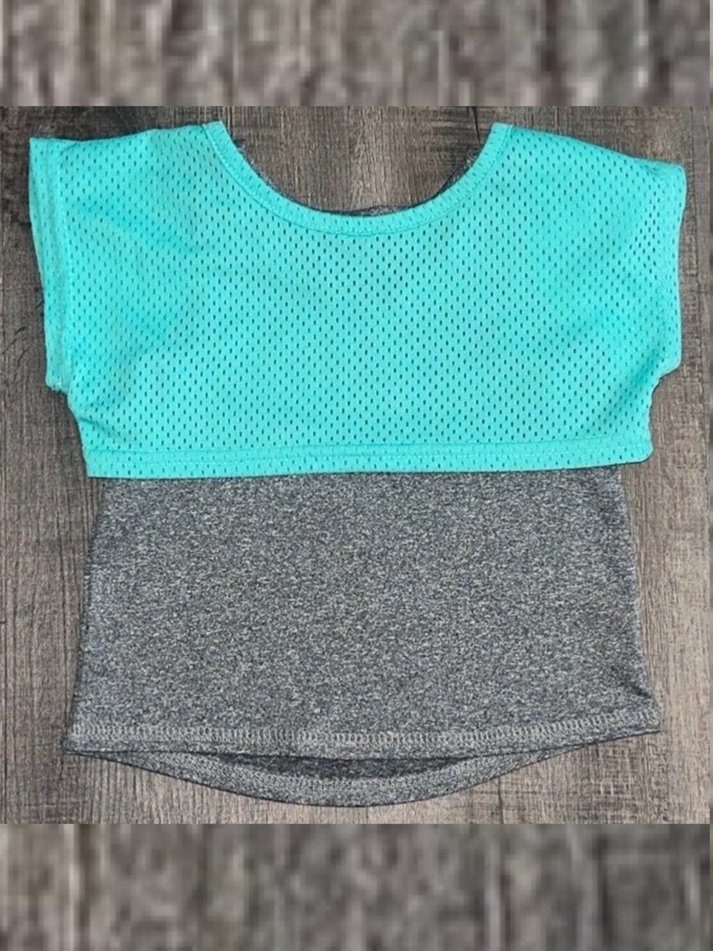 💞 New Baby & Toddler Girls Size 24 Months Grey & Blue Mesh Active Tee Shirt